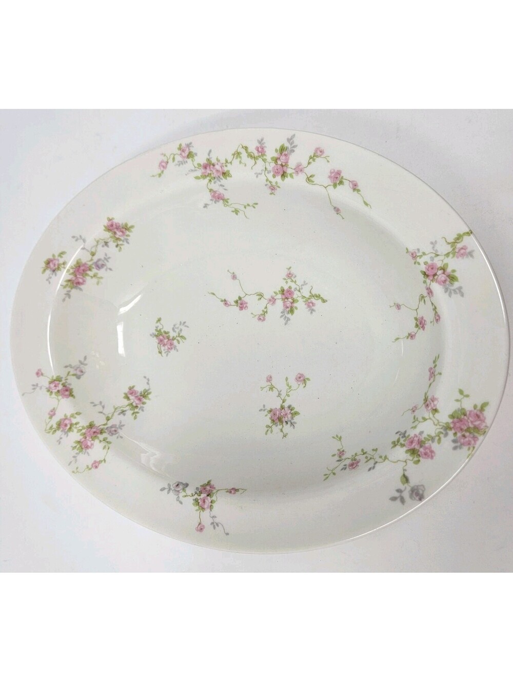 Theodore Haviland New York Pink Spray Rimmed Oval Vegetable Serving Bowl 9.5"